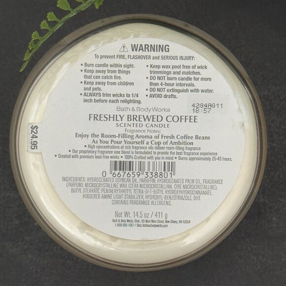 BBW Freshly Brewed Coffee (Coffee) Bath & Body Works 3 Wick Candle - Picture 10 of 10
